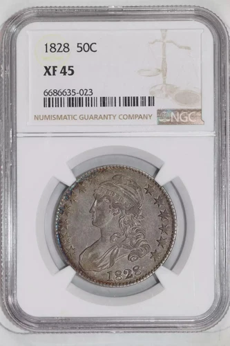 1828 CAPPED BUST HALF DOLLAR NGC XF45 ORIGINAL PQ!