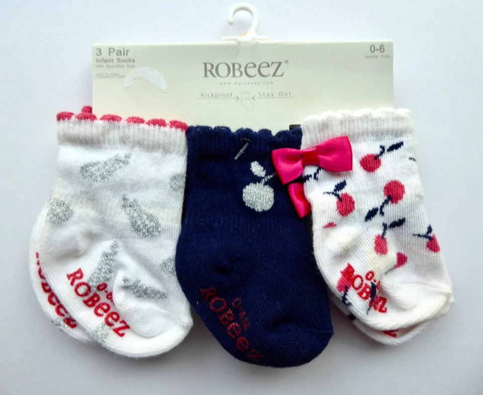 NUEVO Calcetines Robeez Infantil Niña A Prueba de Patadas, Suela Antideslizante, 5 Pares, 0-6 Meses, FANTASÍA Foto 4 de 4