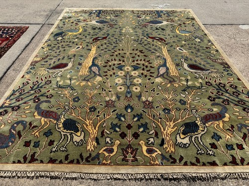 8x10 BLUE ORIENTAL RUG HANDMADE modern handwoven new clean soft big red green ft - Picture 2 of 17
