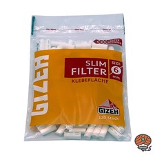 GIZEH Slim Aktivkohlefilter – 1 Packung Mit 120 Stück, 6 Mm Durchmesser, 15 Mm Lang