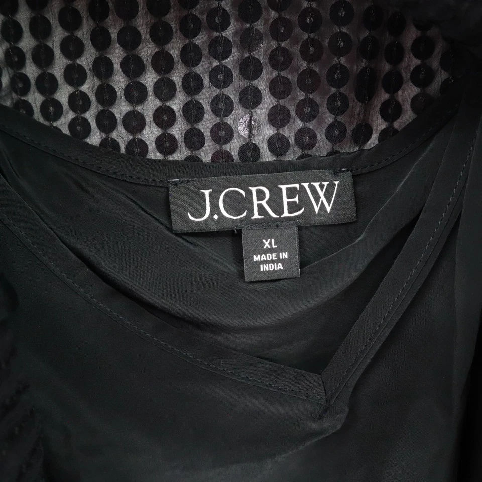 J. Top redondo de lentejuelas con cuello falso para mujer XL negro fiesta evento noche fiesta nuevo con etiquetas Foto 3 de 4