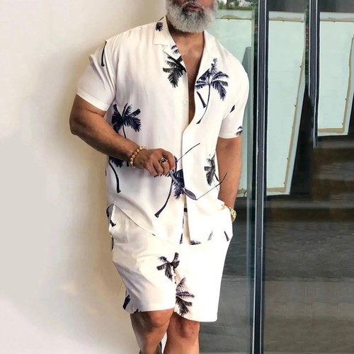 Herren Hawaii Hemd Shorts Set Sommer Strand Urlaub Freizeit Co-Ord 2 Stück Outfit - Bild 5 von 33