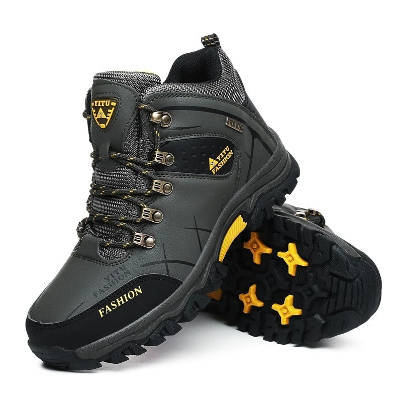 Botas De Invierno De Hombres Zapatillas De Cuero Impermeables Zapatos De Trabajo