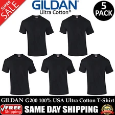 5 PACK OF GILDAN PLAIN Mens 100% Ultra Cotton T Shirt Blank T-Shirt G200 S-XL