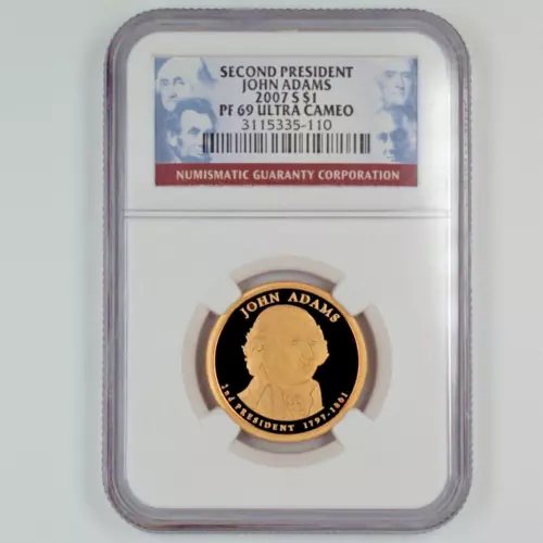 2007 S John Adams Presidential Dollar NGC Proof 69 Ultra Cameo $1 US Coin
