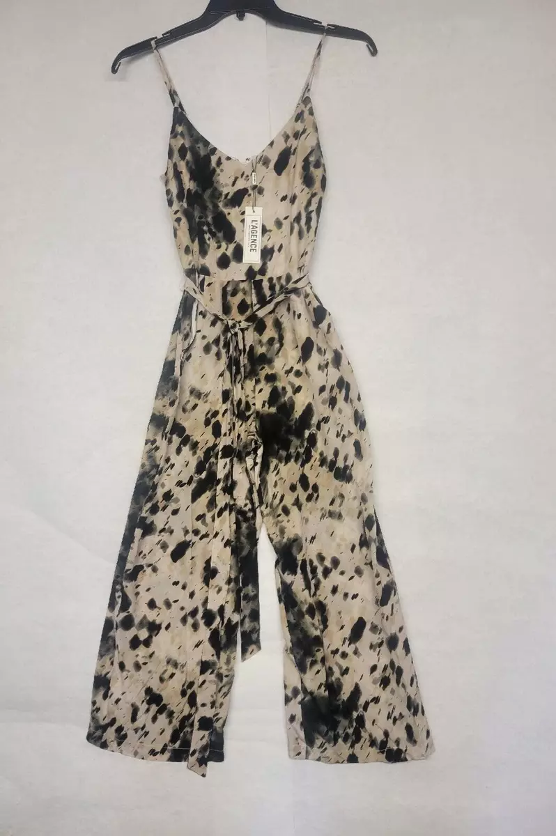 Silk leopard cheap print jumpsuit