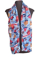 Chiffon Scarf Novelty Summer Print Sweet Treats July 4 Rectangle 14x62