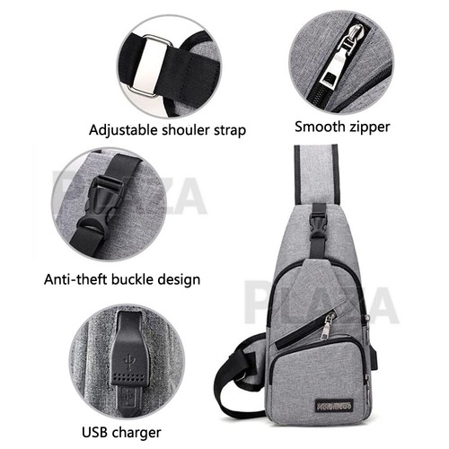 Mens Chest Bag Shoulder Backpack Man Sling Cross Body Satchel Travel Bag - Picture 4 of 12