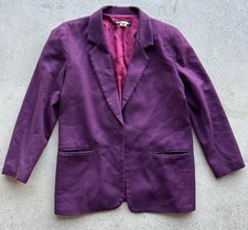 Vintage Savannah 100 Pure Woolmark Wool Plum Purple Blazer Sz 12 Made in USA