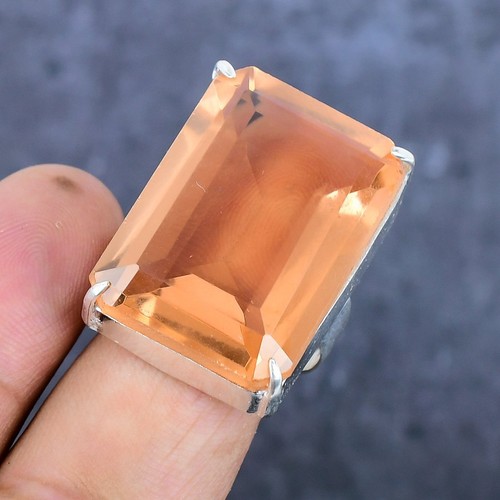 Anillo de joyería de plata de ley 925 con piedras preciosas de morganita natural tamaño 6,5 regalo a882 - Imagen 2 de 7