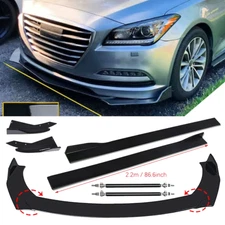 Front Bumper Lip Spoiler Splitter Glossy Black Extension For Hyundai Genesis C