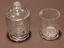 Antique EAPG US Glass Co NURSERY Tales Miniature Sugar Bowl Spoon Holder 1880s