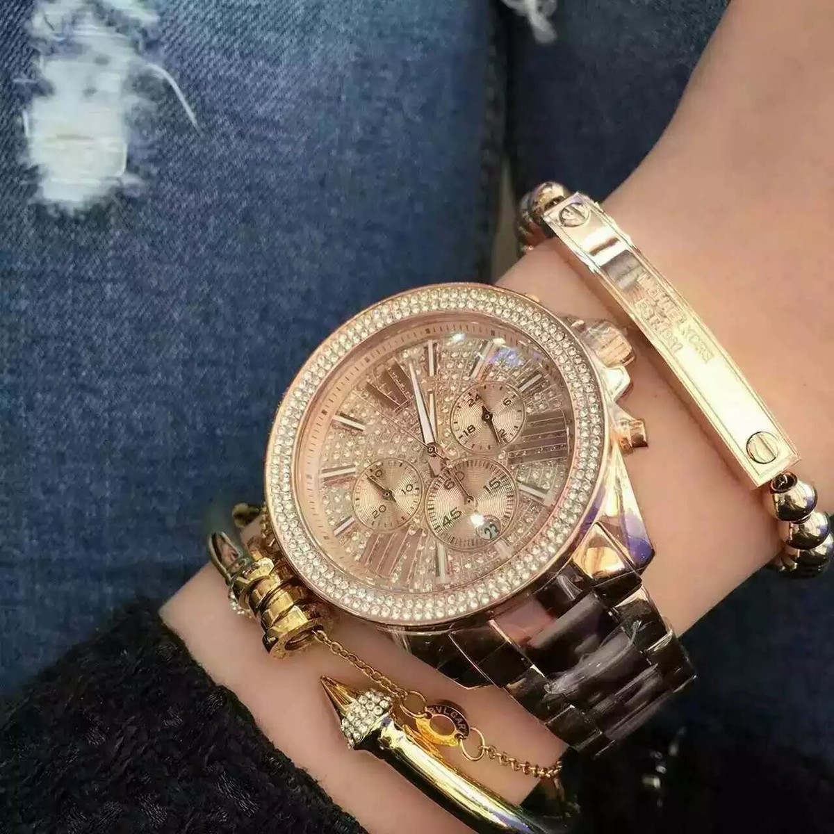 Michael Kors ゴールド/ピンク 時計　MK6159 MICHAEL KORS MK6159 Wren Chronograph Dial Rose Gold-tone