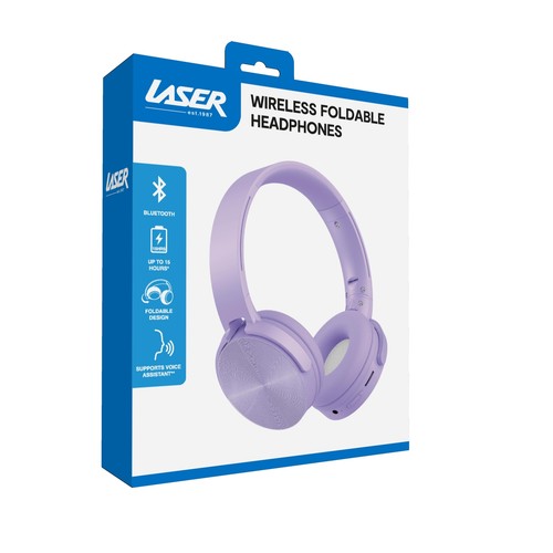 Laser Bluetooth 5.3 Wireless Headphones Purple Foldable 15Hr Battery - Picture 3 of 4