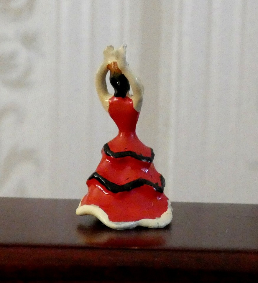 HANDPAINTED PEWTER ORNAMENT SPANISH LADY FLAMENCO DANCE 112th SCALE