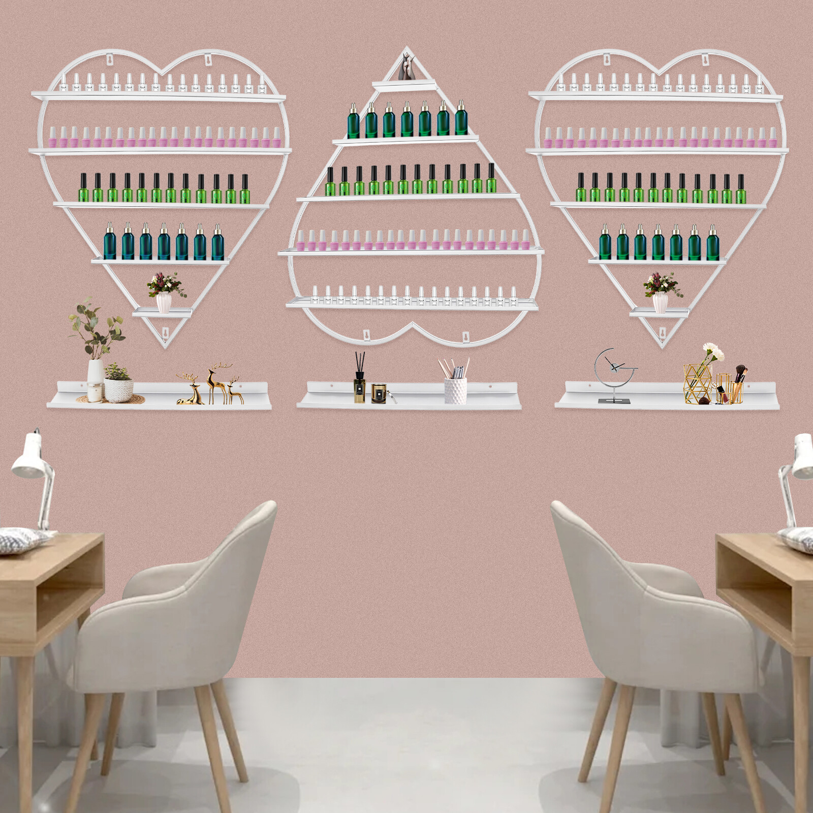 White Wall Nail Polish Storage Racks Heart-shaped Display Rack Polish Organizer