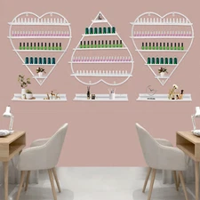 White Wall Nail Polish Storage Racks Heart-shaped Display Rack Polish Organizer