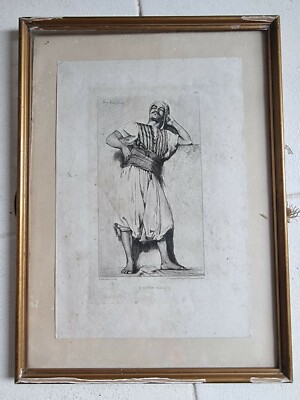 Engraving Ancient Drawing Henry Vion Orientalist Egyptian Study Man
