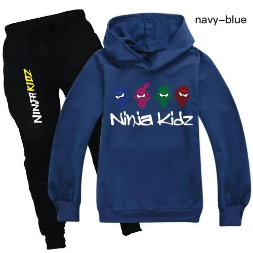 NINJA KIDZ Tracksuit Clothes Spring Autumn Kids Casual Thin Hooded T-Shirt+Pants - Picture 27 of 37