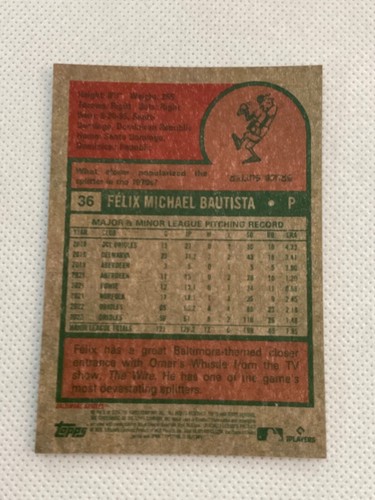 FELIX BAUTISTA 2024 HERITAGE SP SILVER CHROME REFRACTOR #’D 107/375 ORIOLES #36 - Picture 2 of 2