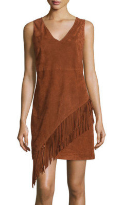 brown suede fringe dress Brown Southern Fringe Suede Dress