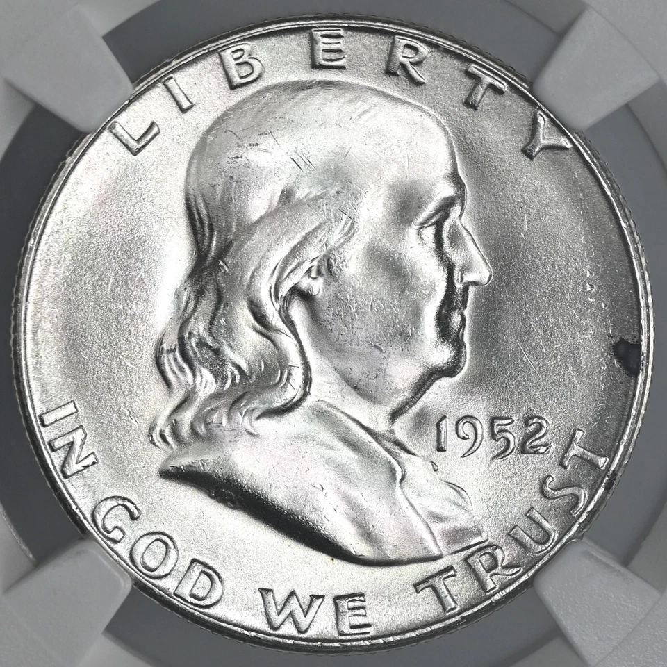 1952-S  50C FRANKLIN SILVER HALF DOLLAR  NGC MS64 #8164557-030 "TONING SPOT OBV" - Image 2 of 4