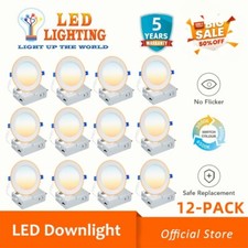 6" 5CCT Ultra-Thin LED Recessed Ceiling Light with Junction Box 12w 110w 12 Pack
