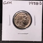 1938-D BUFFALO NICKEL - GEM - FROM ORIGINAL ROLL - RL3