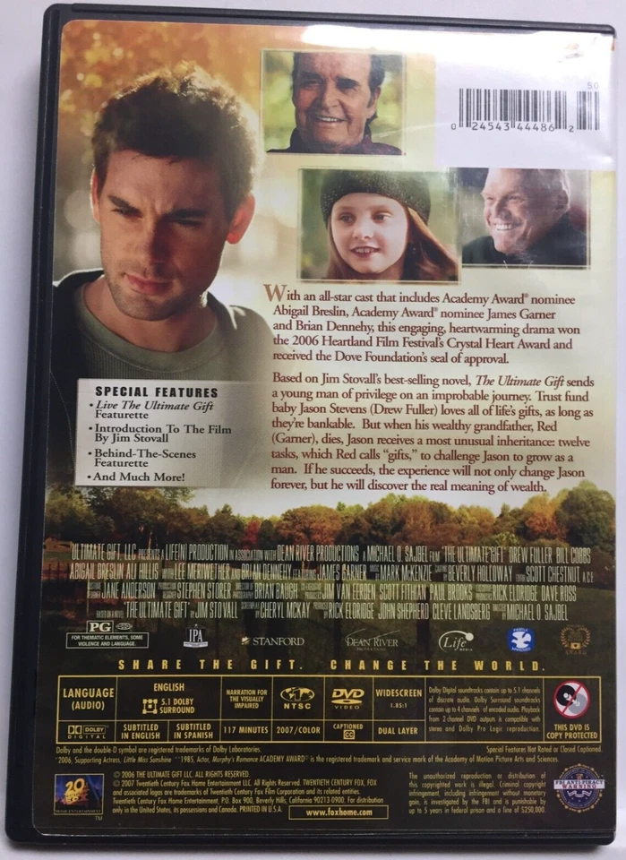 The Ultimate Gift [2006] (DVD,2007,Widescreen) Brian Dennehy,James Garner - Image 2 of 4