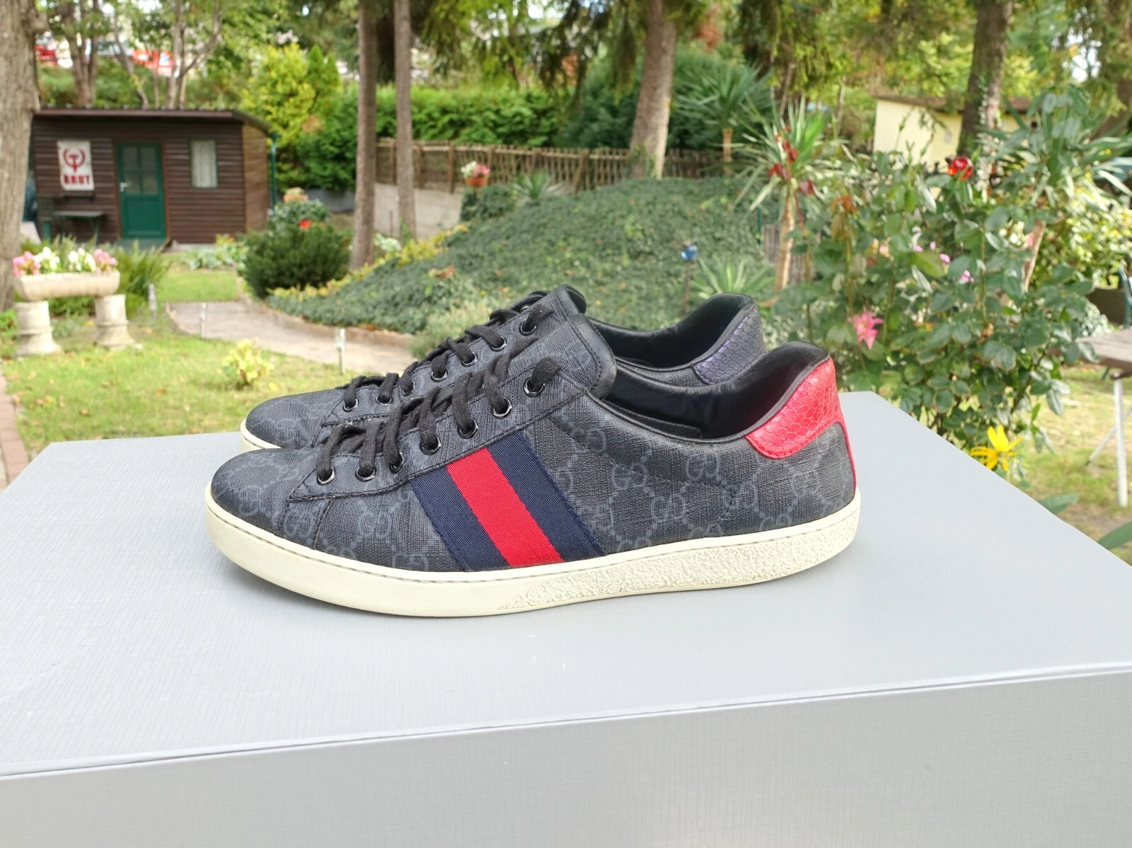 GUCCI SHOES 43 shoe sneaker sneakers ace aces black supreme low top