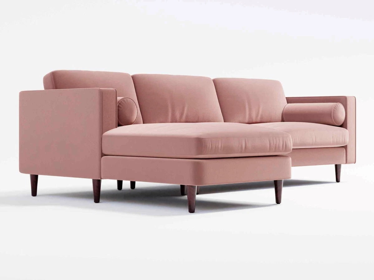 Pink chaise sofa deals