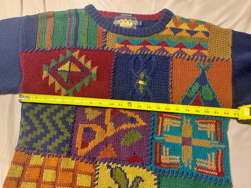Suéter de colección tejido a mano tribal azteca cactus azteca tribal Chaps Ralph Lauren CRL Patchwork - Imagen 9 de 12