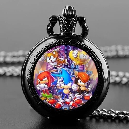 Sonic and friends Orologio da Tasca Collana Cupola in Vetro con Sacchetto in Velluto Nero - Foto 1 di 3