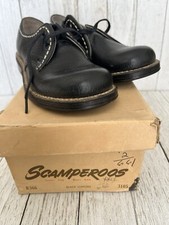 Vintage Boys Black Leather Oxford Shoes - Little Boy Size 10.5 1950's-60s NOS