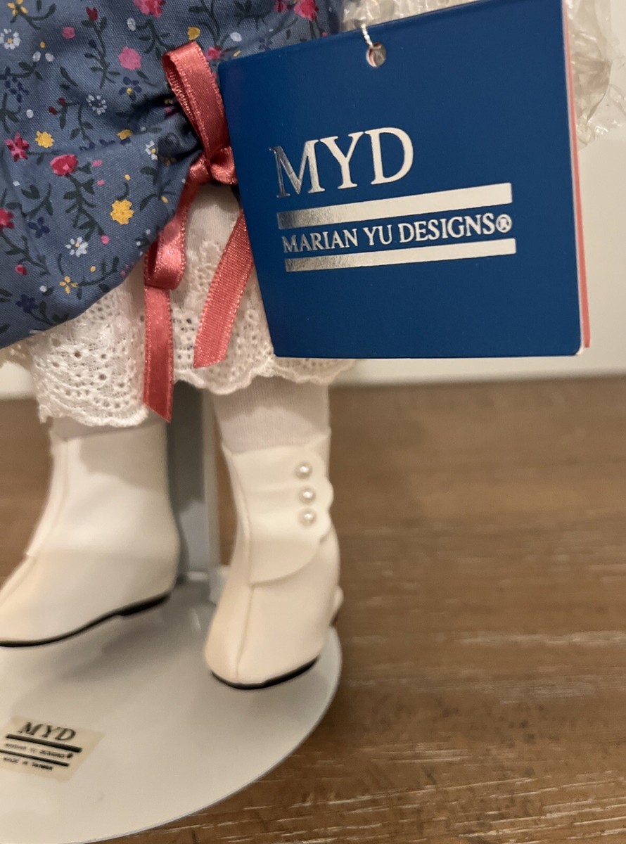 Marian Yu Designs MYD Porcelain Doll with blue flower dress 1987