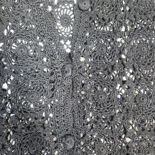 Vintage In Time Damen Shirt M 34 Zoll Brust schwarz Häkel Strick V-Ausschnitt Boho Top - Bild 3 von 10