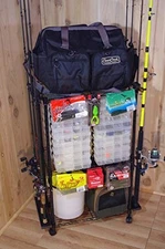  Adjustable 3-Shelf Rolling Tackle Trolley for Fishing Tackle Storage, Holds 