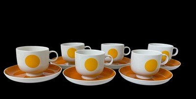 VTG MCM ROSENTHAL STUDIO LINE WOLF KARNAGEL PUNKTAL GELBER DESIGN 6 CUPS SAUCERS