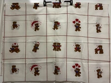 Vintage Bears & Hearts on white Cotton Fabric for Project 1 1/2 yds x 42"