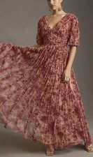 Mac Duggal A8013 Sz 20 Beige Rust Floral A-line Ruffle Gown 498