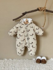 Winter Baby's Dog Pattern Warm Cotton-padded Creeper Thickened One-piece Suit