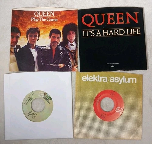 QUEEN 45 RPM 7” Vinyl Record Lot Of 4 Records Fat Bottomed Girls Bicycle Race