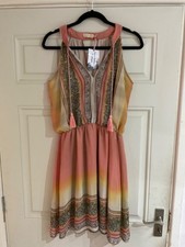 New Made in Italy Lagenlook Paisley Tassel Boho Fully Lined Dress-One Size BNWT