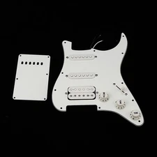 White Loaded Pickguard SSH Pickup Back Plate 500K Pots 5 Way Switch for Strat ST