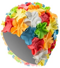 Flower Swim Cap For Women Stylish HeavyDuty Rubber Hair Protection Hat