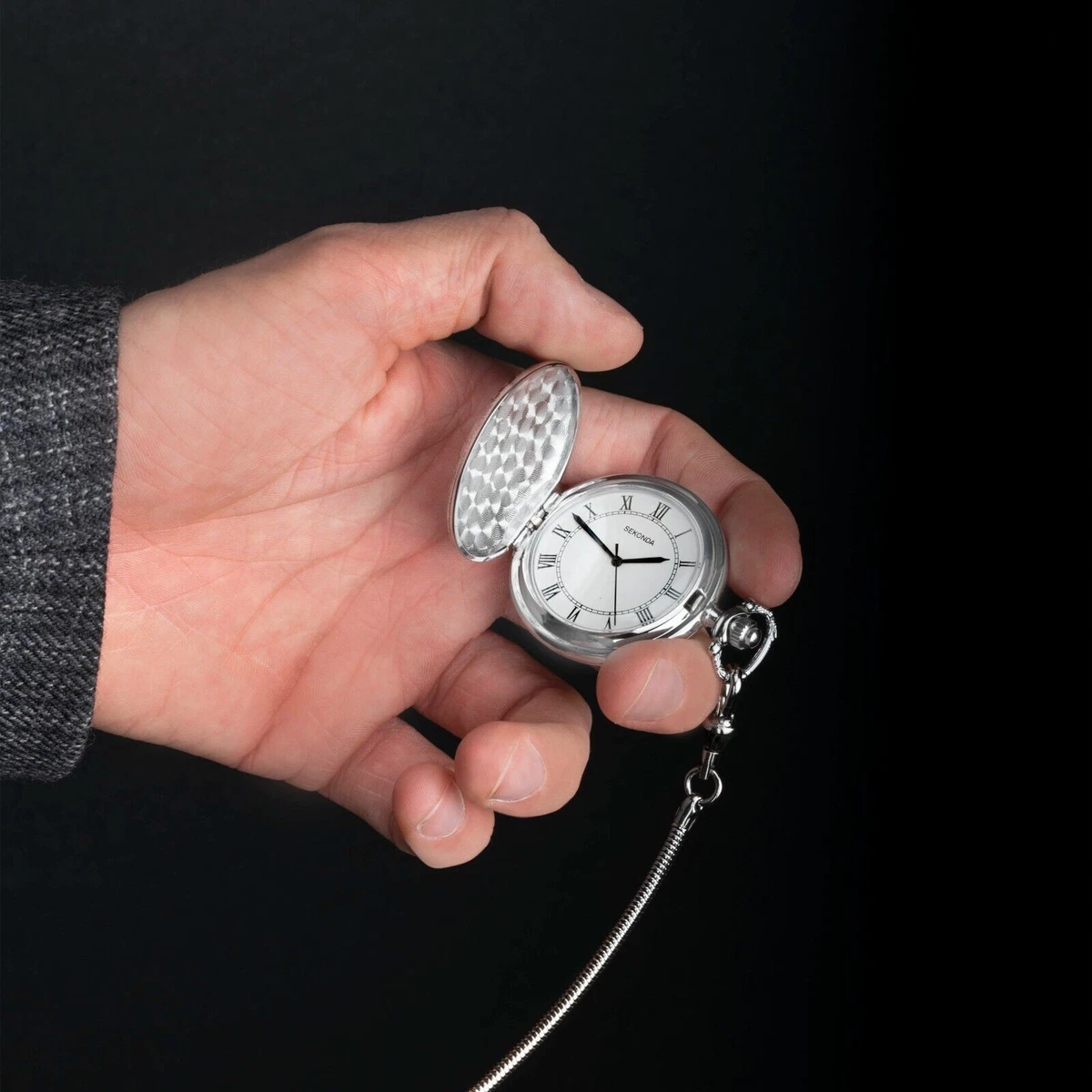 Reloj Bolsillo Sekonda Clásico 42mm Plateado con Cadena Modelo 3798 PVP £59.99