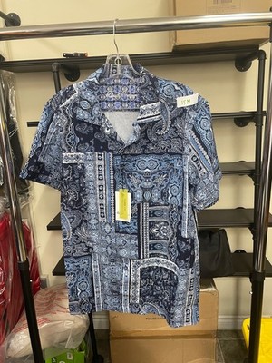 Robert Graham The Gotham Blue Short Sleeve Shirt Men's Size Medium