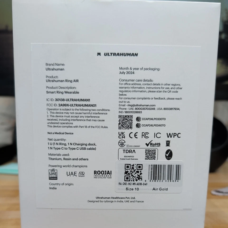 ULTRAHUMAN Size 10 Ring AIR Gold Color - Image 2 of 4