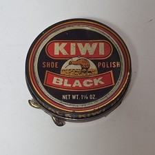 Vintage KIWI Black 1 1/8oz Shoe Polish Tin w/ old Price Tag