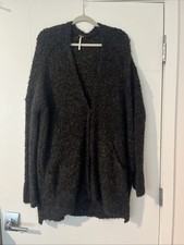 Free People Oversized Cardigan Size M Boucle Grey Acrylic/Alpaca/Nylon
